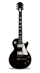 Naklejka premium Black electric guitar isolated on white background