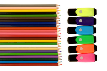 ASSORTMENT OF PENCILS AND HIGHLIGHTERS