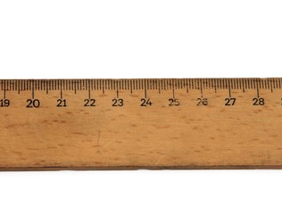 Old Wooden Ruler Isolated on the White Background