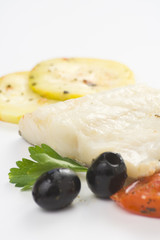 fillet of cod baked tomatoes zucchini black olives