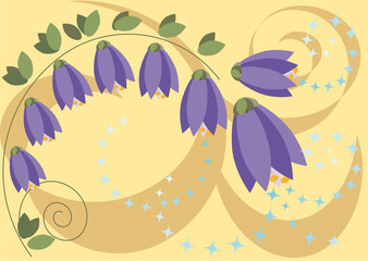 Fototapeta na wymiar stylized flowers in bells on beige background