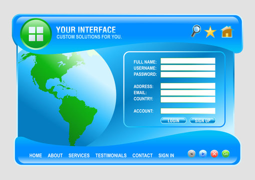 Blue Technology Web Interface with Earth