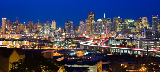 Plakat San Francisco Skyline w nocy
