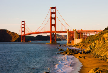 Golden Gate Bridge in San Francisco at sunset
