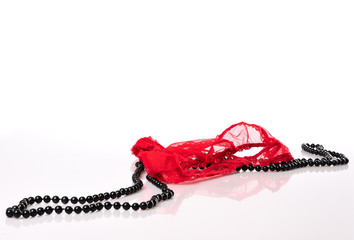 Red Panties - Black Beads