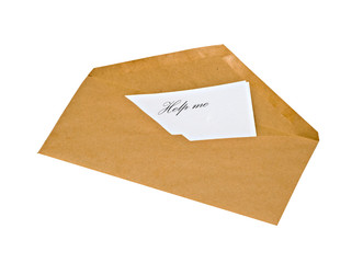 Envelope with letter asking for help