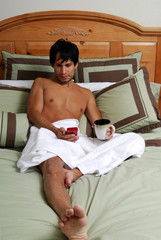 Man reading text message