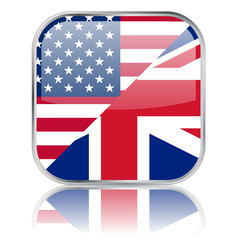 Square "American/British English" button with reflection