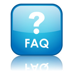 Square "FAQ" button with reflection