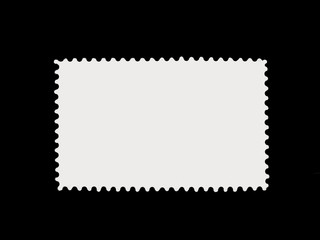 empty single post stamp isolated on black background