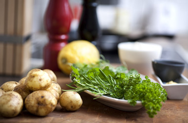 Fresh herbs in the kitchen