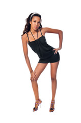 Slim dancer isolated on white background