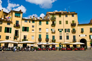 Fototapeta na wymiar Piazza Anfiteatro kwadrat w Lukka Toskanii