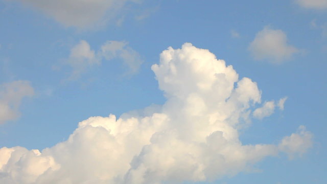 White Coud cumulus moving on the blue Sky