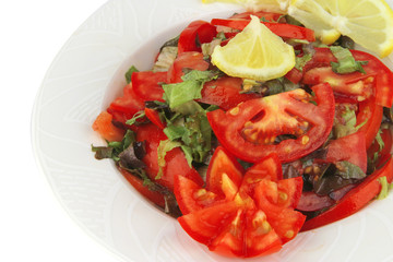 served vegetable tomato salad