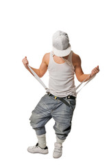Hip-hop young man  on white background