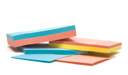 colored pages of notebook on white