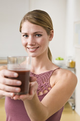 Blonde Woman with Smoothie.