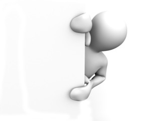 Men looking out for the empty board. 3d