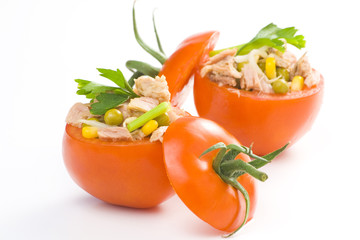 tuna stuffed tomato celery corn soya bean