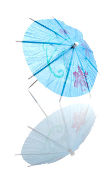 Blue Cocktail Umbrella With Reflection
