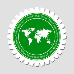 Worldwide Service Label with Earth Map