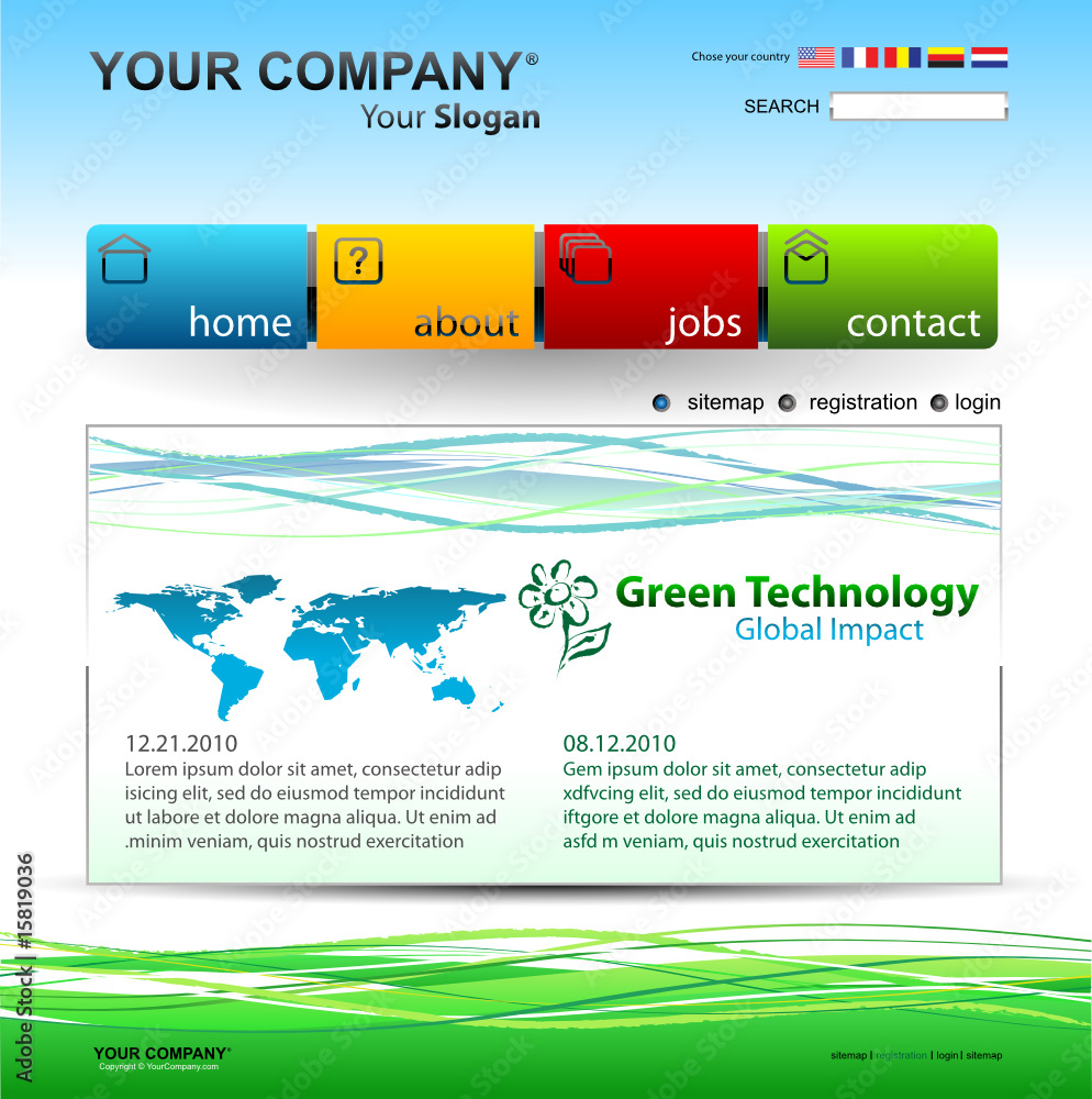 Wall mural vector editable website template
