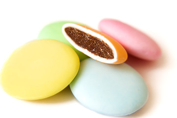 Round colorful candy tablets