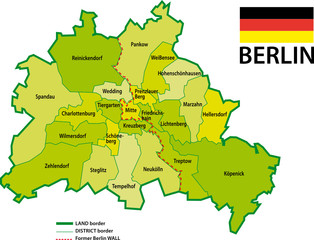 BERLIN - Karte bezirk - 2009 - obrazy, fototapety, plakaty