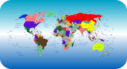 Fototapeta na wymiar Vector colorful political map of the World
