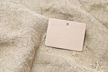 Sackcloth and cardboard tag