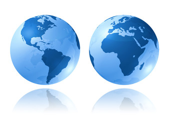 blue glossy globes