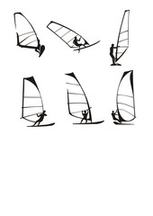 Fototapeta premium windsurfers silhouette