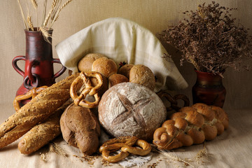 delicious bread and pretzel