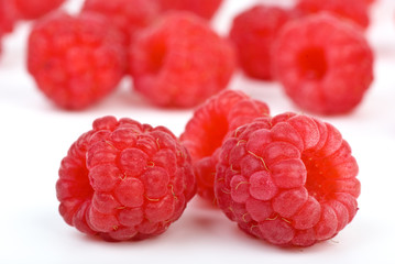 Closeup shot of raspberries