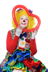 Clown Holding Red Heart
