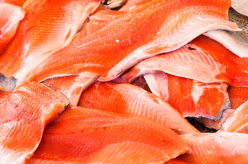 Filet of salmon at fishmarket