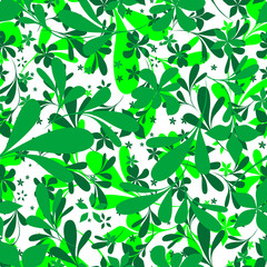 seamless green plant wallpaper on white