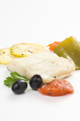 fillet of cod baked tomatoes zucchini black olives