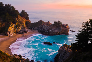 McWay Falls at sunset in California