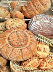 assortment of baked bread