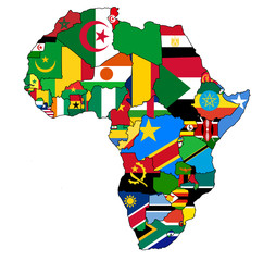 africa political map flags - obrazy, fototapety, plakaty