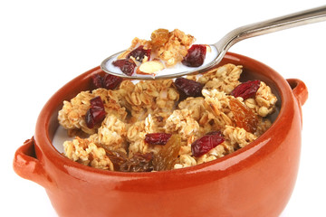 pot full of granola with nuts