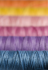 Set of five colorful sewing thread
