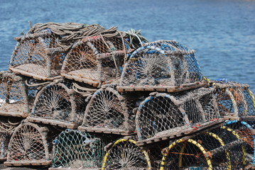 Stacked lobster pots