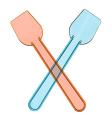 Pair of pastic spoons for ice cream, isolated on white back