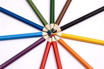 Colorful pencils forming a circle