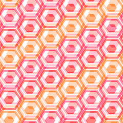 Red hexagon abstract. Seamless pattern