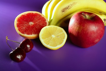 fruits still life purple background