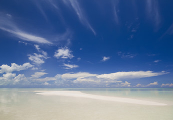 Sandy white beach on tropical island